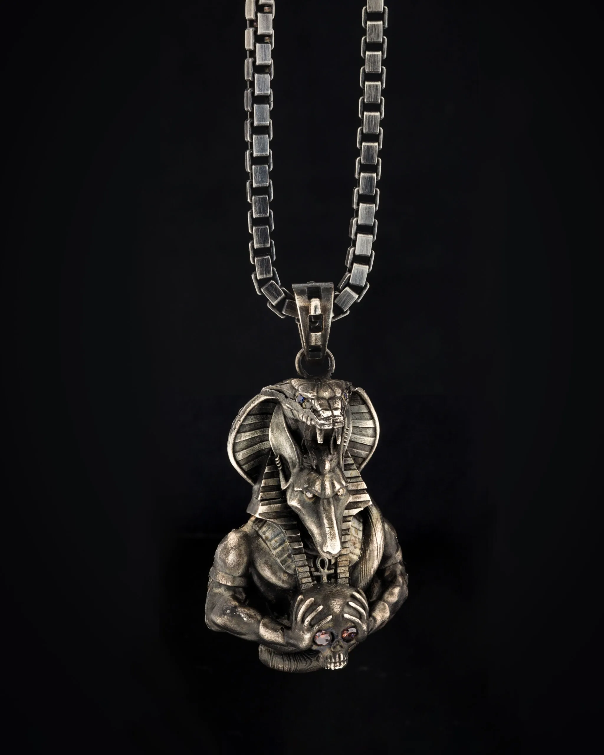 Men's Anubis Necklace in Sterling Silver