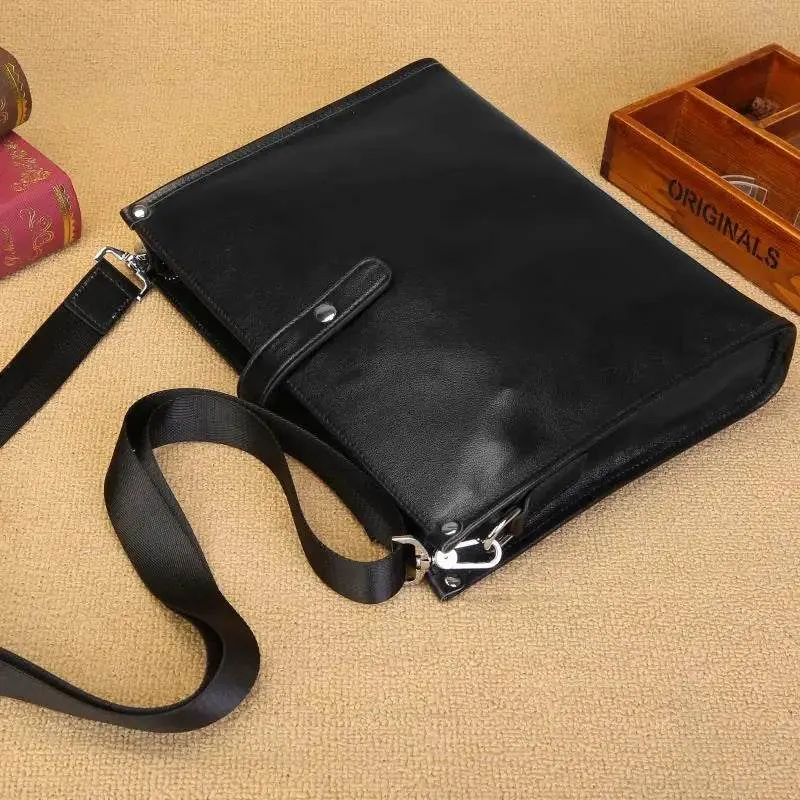 Men's Cow Leather Shoulder Bag A4 Briefcase Business Crossbody