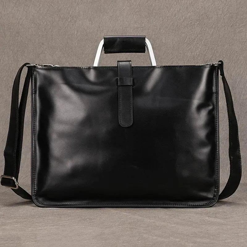 Men's Cow Leather Shoulder Bag A4 Briefcase Business Crossbody