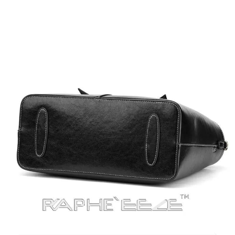 Midi Size Classic Tote Handbag for Woman - Black Color