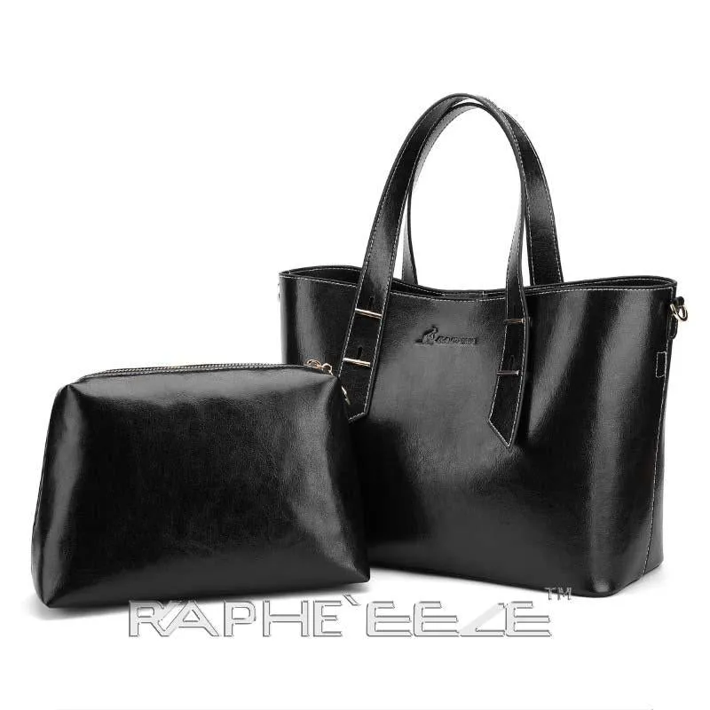 Midi Size Classic Tote Handbag for Woman - Black Color