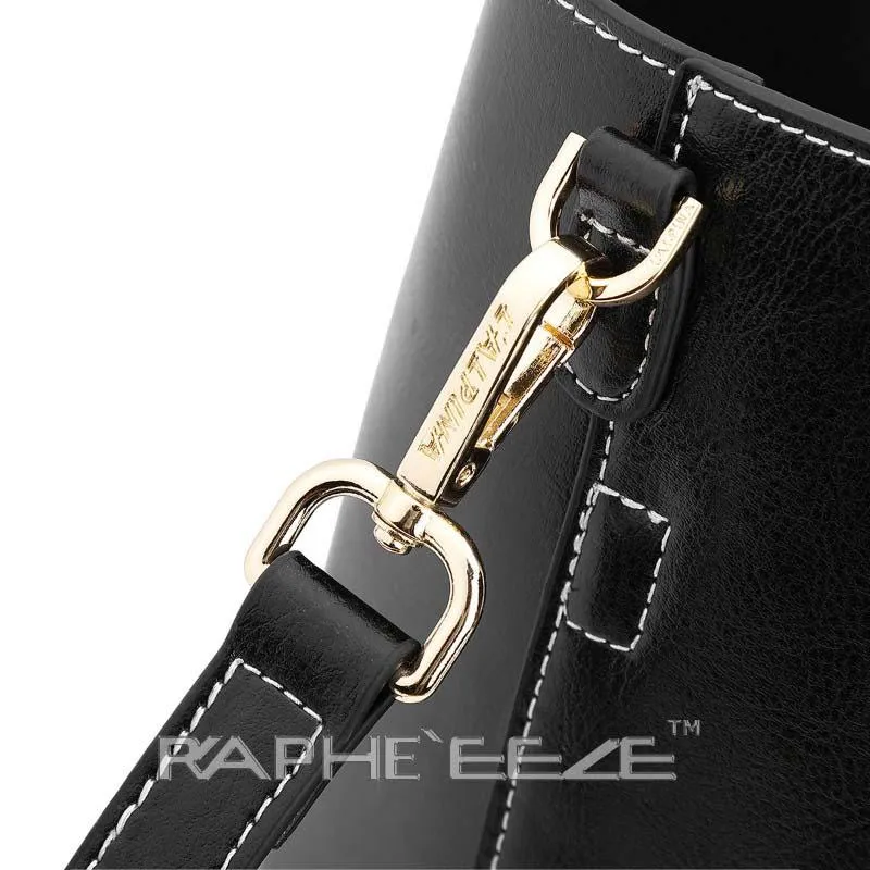 Midi Size Classic Tote Handbag for Woman - Black Color