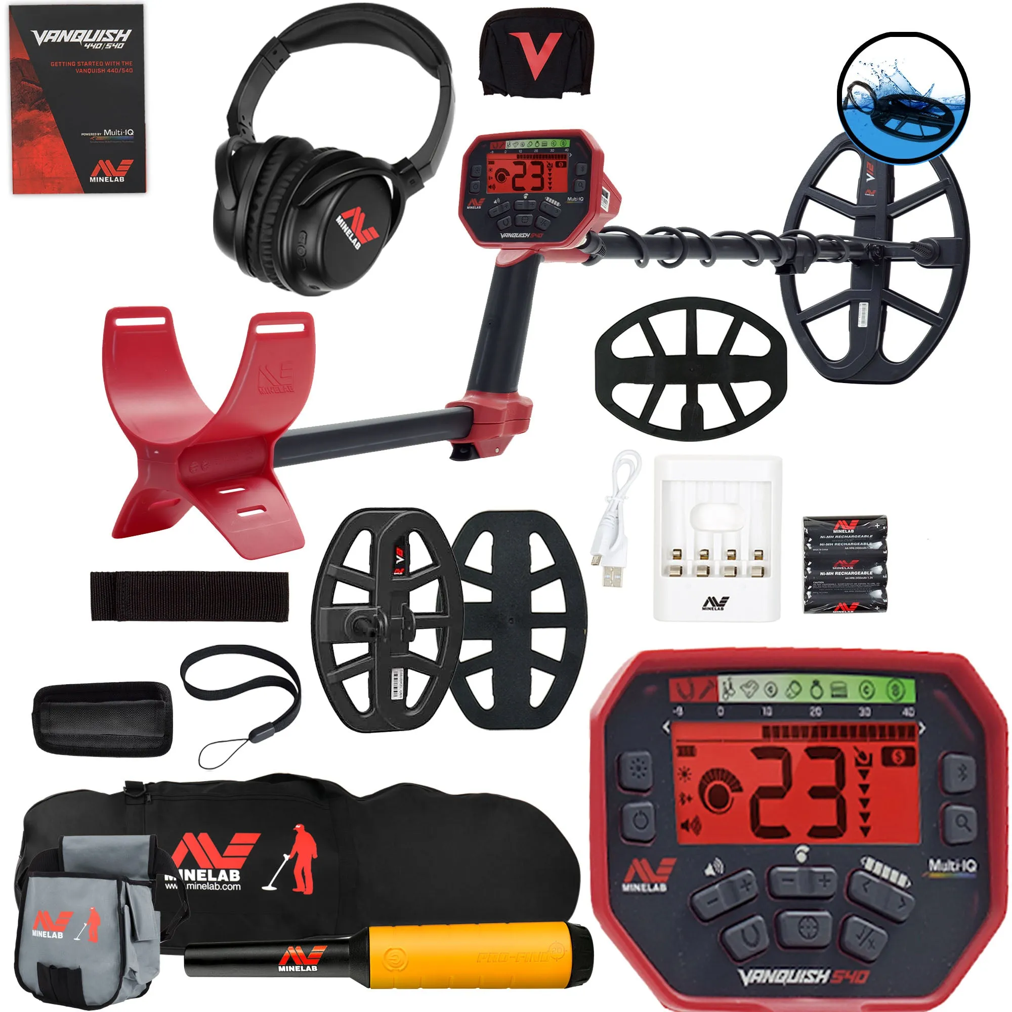 Minelab VANQUISH 540 Pro Pack Detector w/ Pro-Find 20 Pinpointer, Bag, Pouch