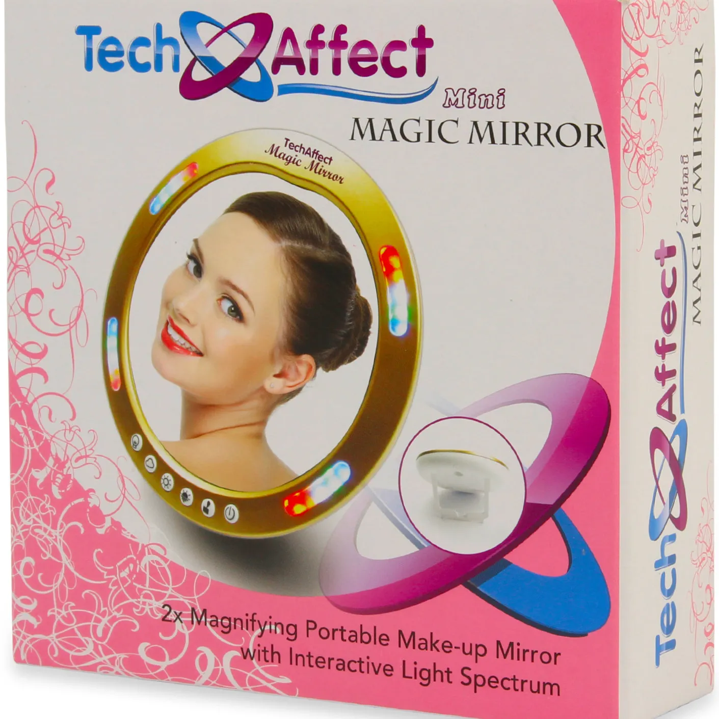 Mini 'Magic' Mirror - 2x Magnifying Mirror With Interactive Light Spectrum