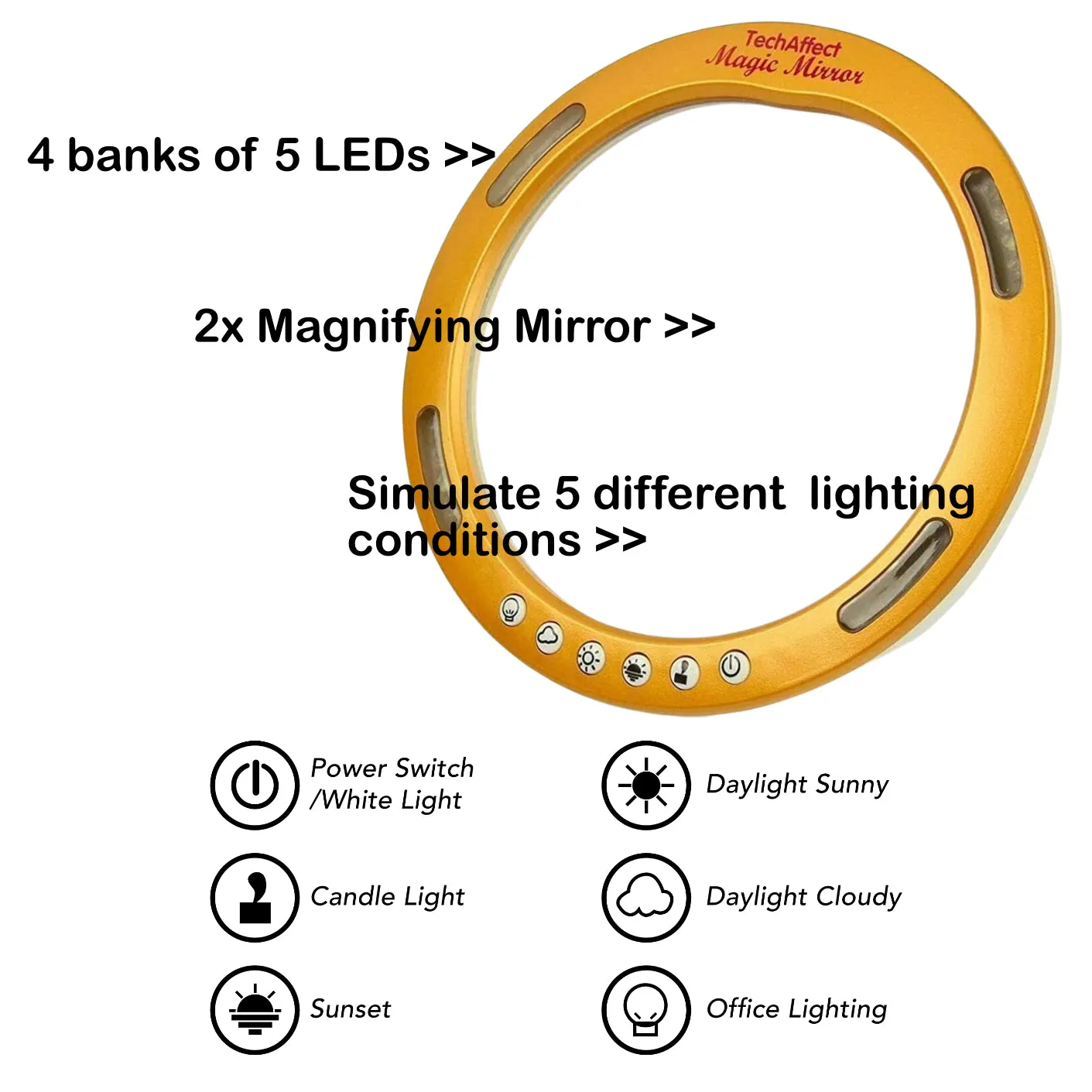 Mini 'Magic' Mirror - 2x Magnifying Mirror With Interactive Light Spectrum