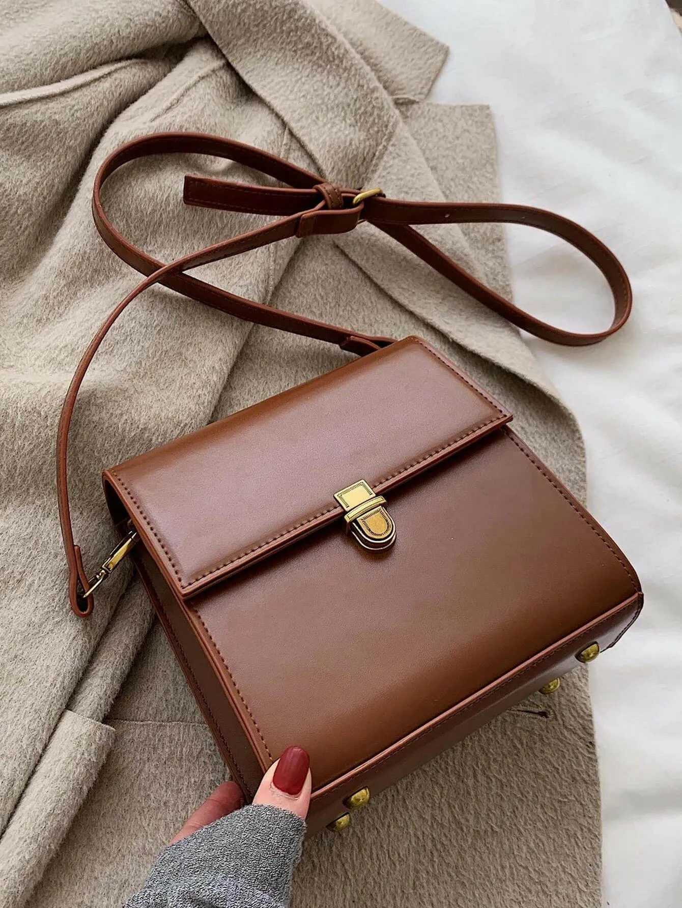 Minimalist Push Lock Crossbody Bag