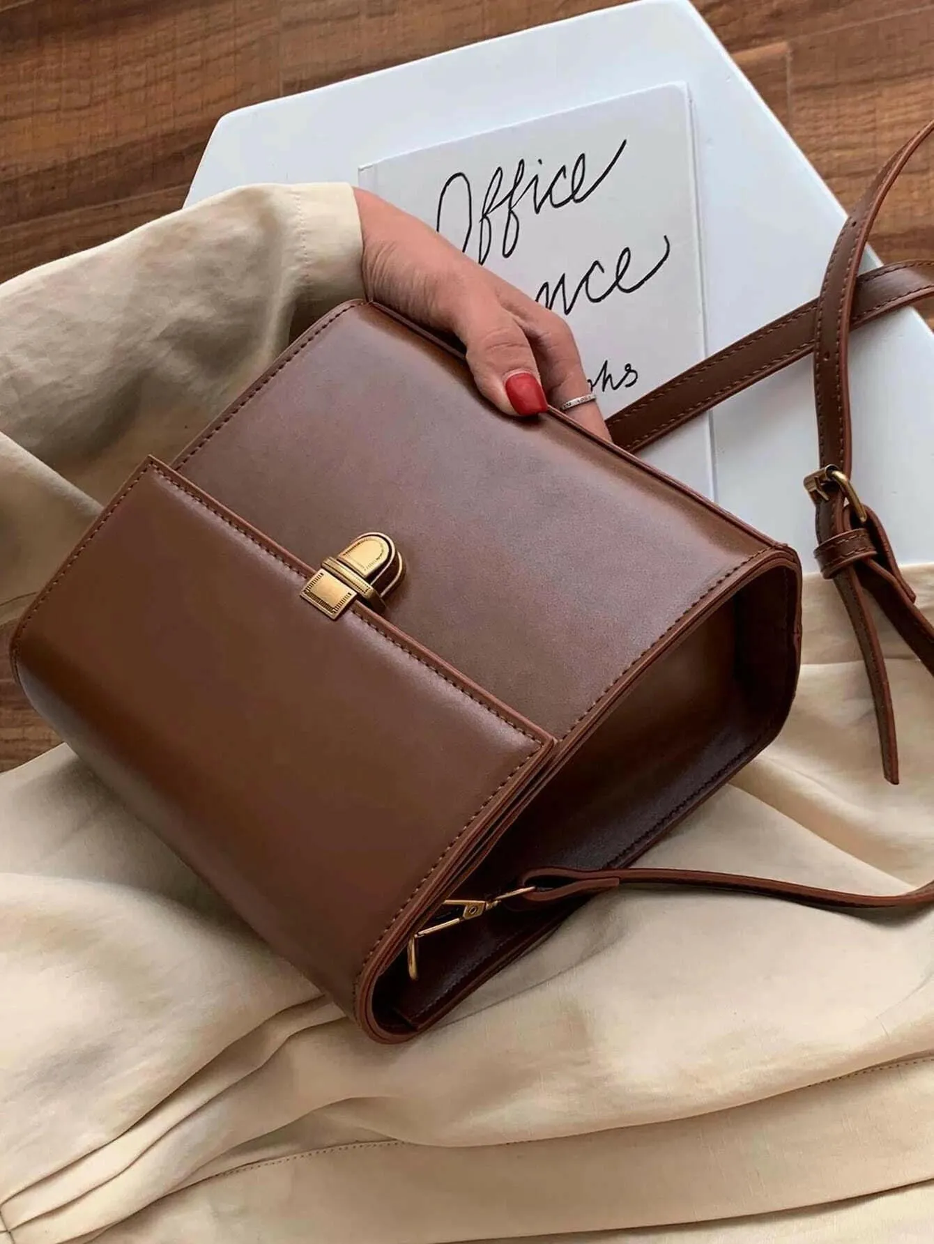 Minimalist Push Lock Crossbody Bag