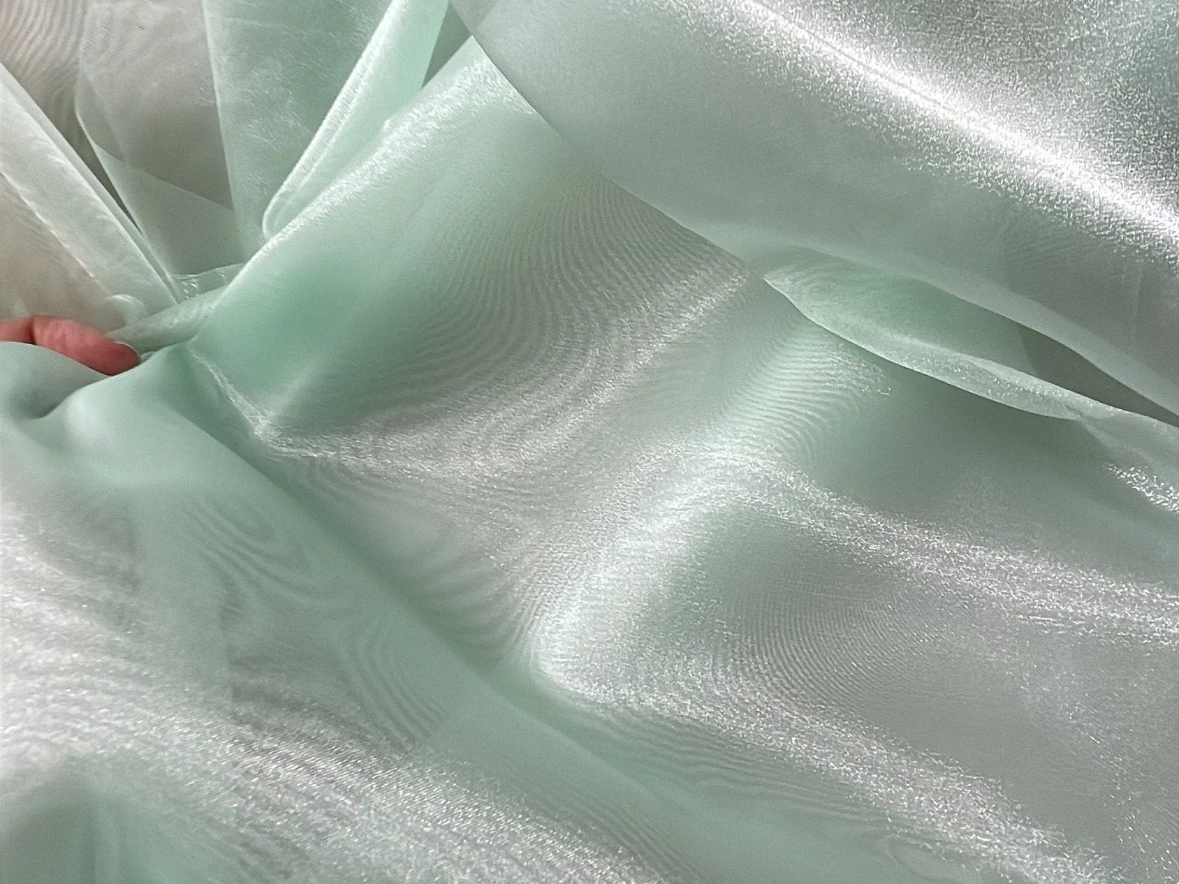 Mint Crystal Organza Fabric By the Yard, Green Organza, Light Green Organza, Glitter Organza Fabric, Soft Organza Fabric, Mint Sheer Fabric