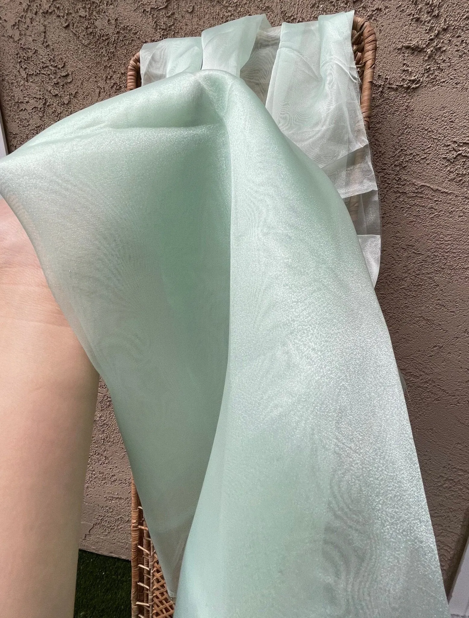 Mint Crystal Organza Fabric By the Yard, Green Organza, Light Green Organza, Glitter Organza Fabric, Soft Organza Fabric, Mint Sheer Fabric