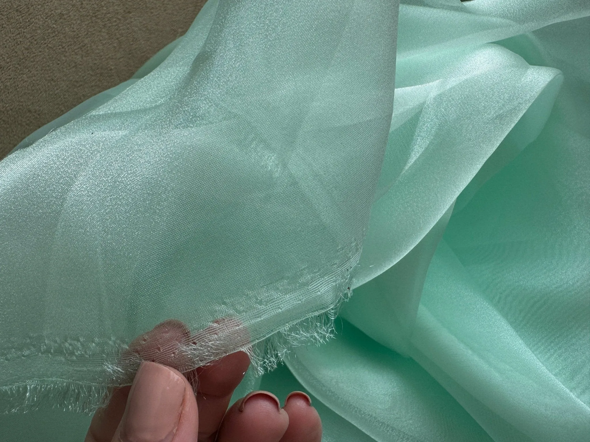 Mint Crystal Organza Fabric By the Yard, Green Organza, Light Green Organza, Glitter Organza Fabric, Soft Organza Fabric, Mint Sheer Fabric