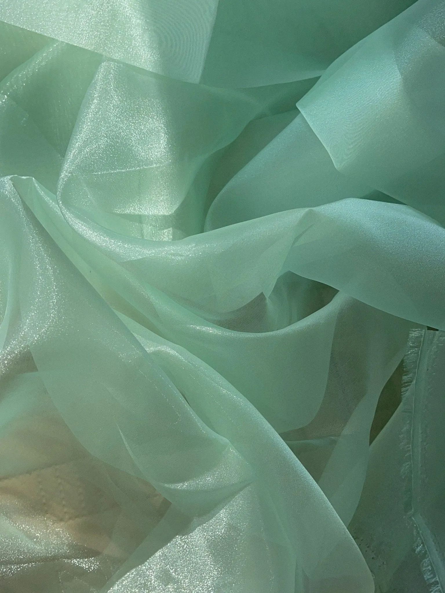 Mint Crystal Organza Fabric By the Yard, Green Organza, Light Green Organza, Glitter Organza Fabric, Soft Organza Fabric, Mint Sheer Fabric