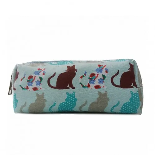 Miss Lulu Canvas Pencil Case Cat Blue