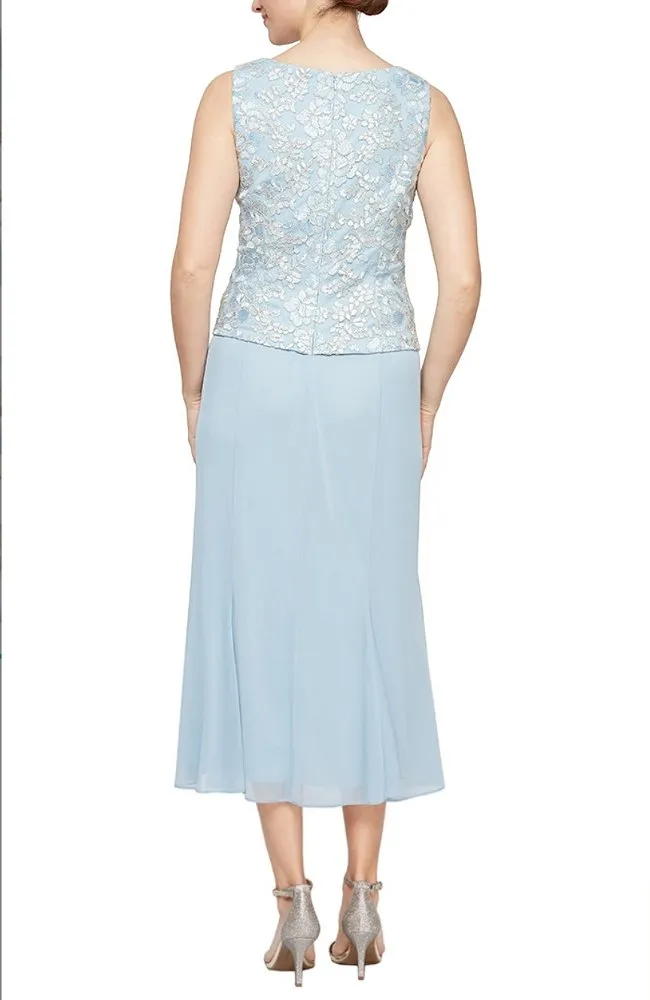 Mock Jacket Dress with Corded Detail and Godet Skirt