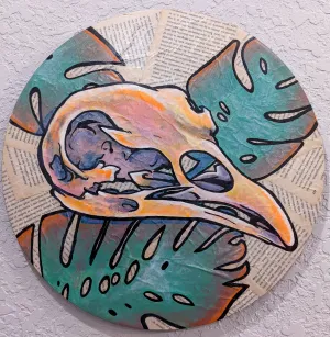 Monstera Grackle, 18" Acrylic on Wood