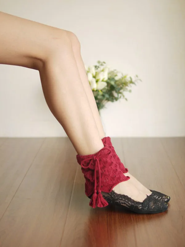 Mori girl crotchet hollow ankle warmer