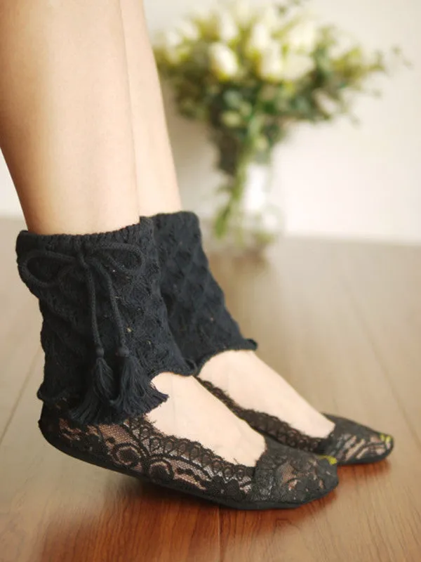 Mori girl crotchet hollow ankle warmer