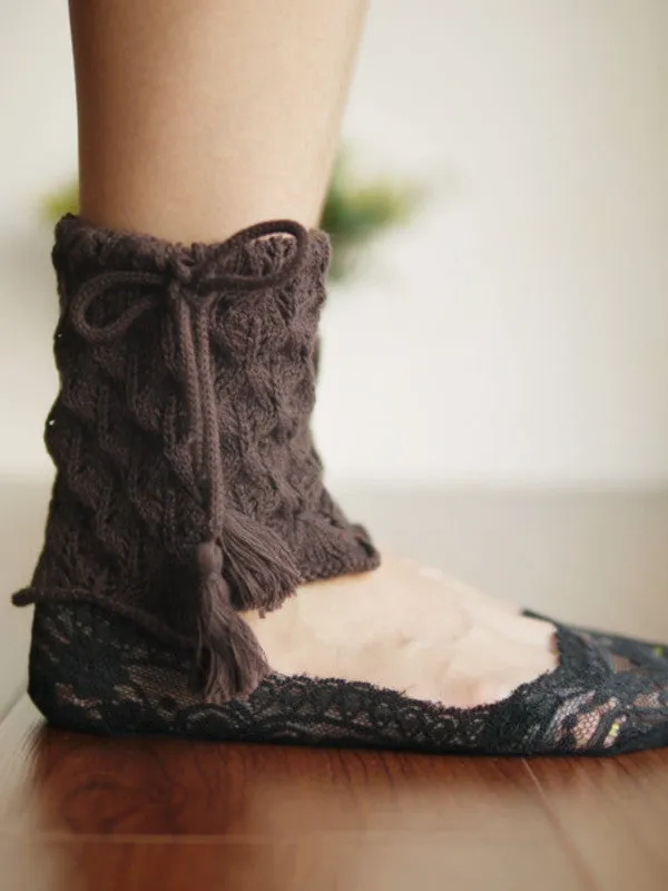 Mori girl crotchet hollow ankle warmer