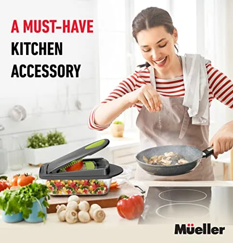 Mueller Pro-Series 10-in-1, 8 Blade Vegetable Slicer, Onion Mincer Chopper, Vegetable Chopper, Cutter, Dicer, Egg Slicer with Container
