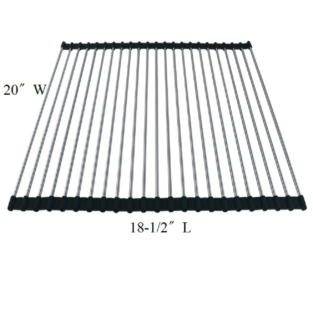 Multipurpose Dish Drying Rack, Stainless Steel Over The Sink Rollup Dish Drying Rack, Orange 20"W X 18.5"L