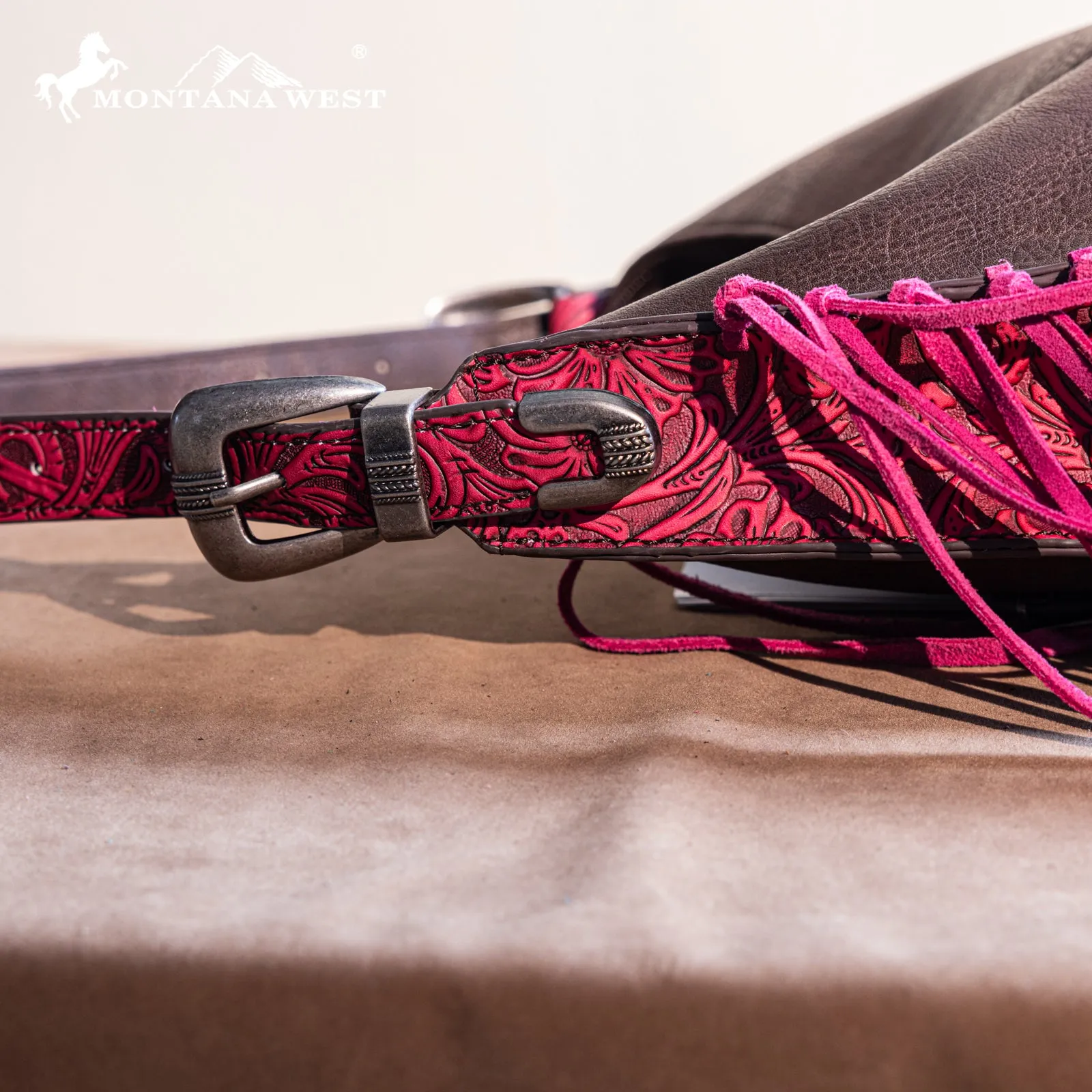 MW1272G-918 Montana West Floral Tooled Concealed Carry Hobo