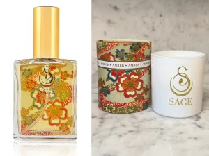MY ABODE ~ AMBER Organic Eau de Toilette and Candle Gift Set by Sage