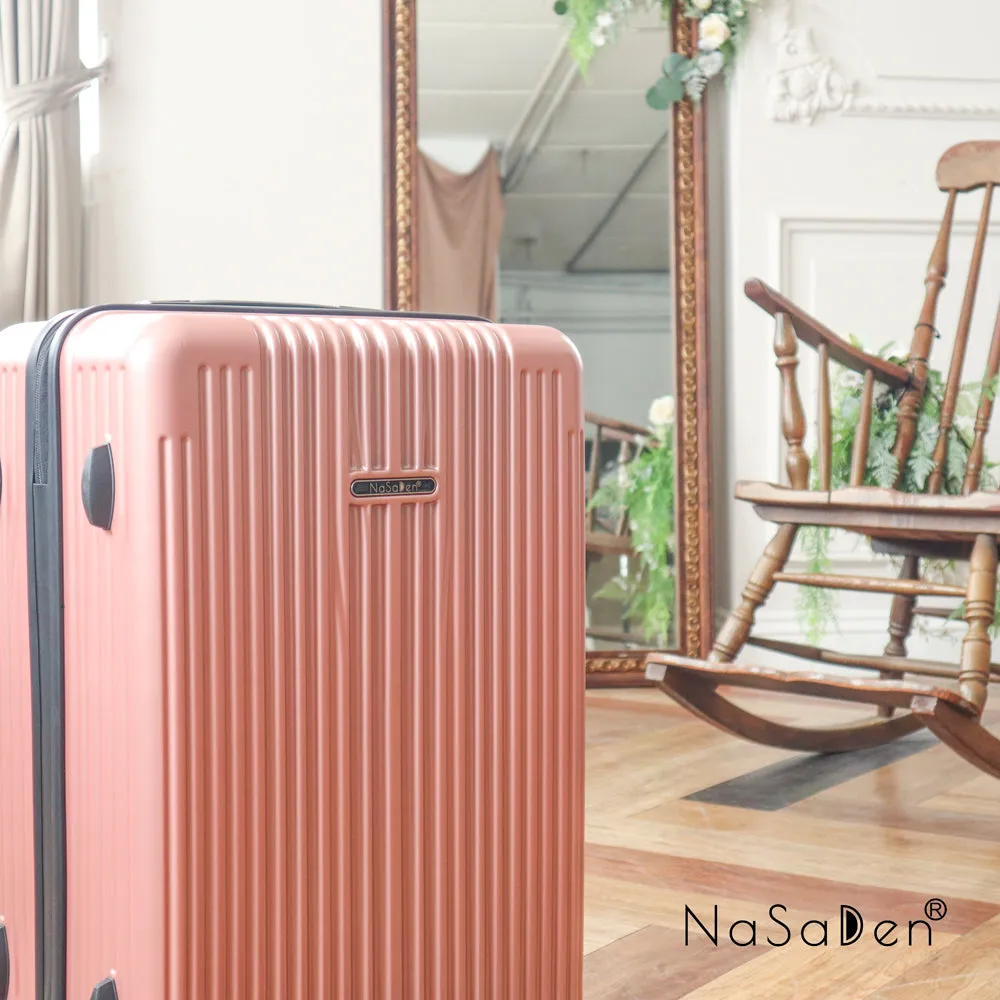 【NaSaDen】Classic Crystal Pink 22" Carry-on / 26" / 29" Checked Zipper Luggage