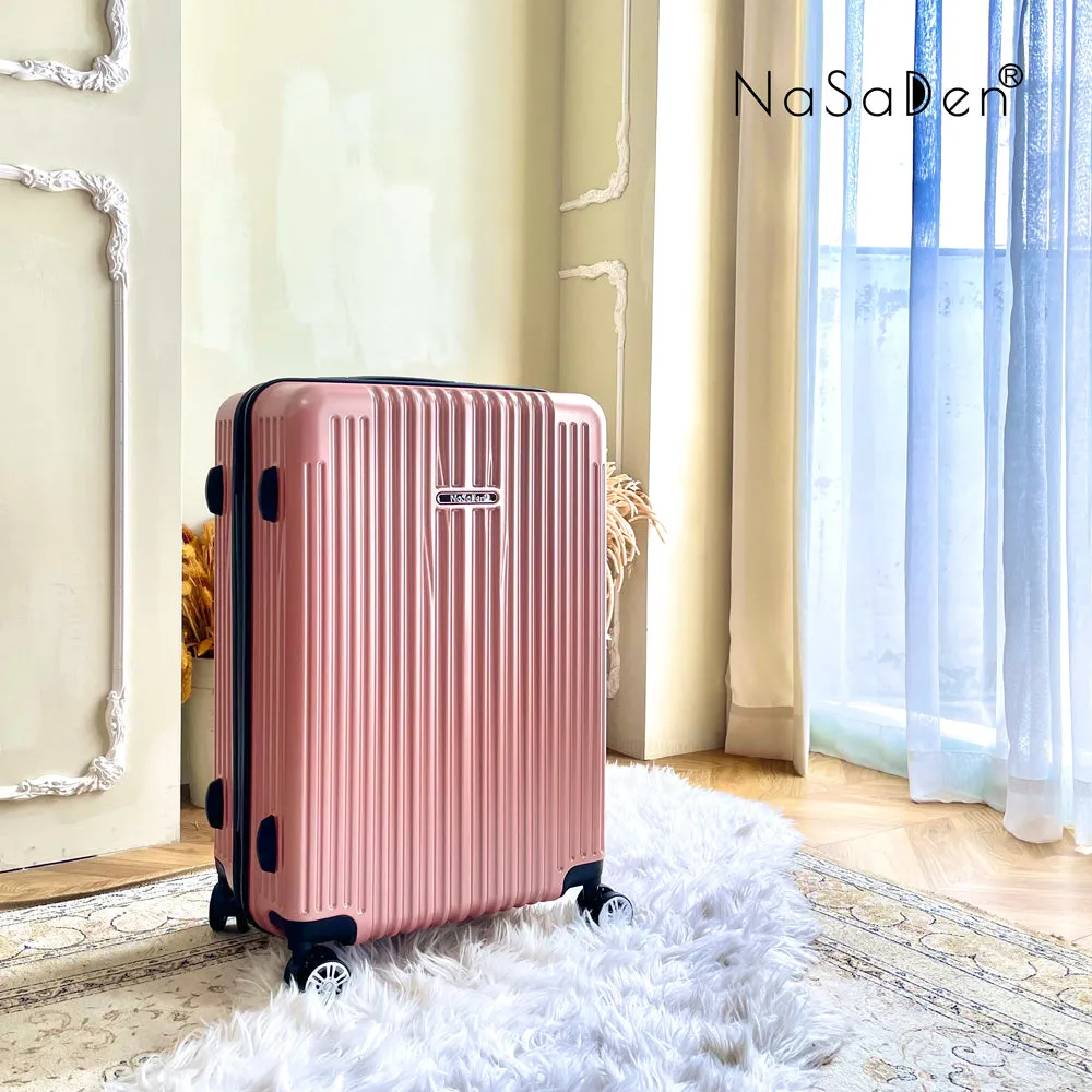 【NaSaDen】Classic Crystal Pink 22" Carry-on / 26" / 29" Checked Zipper Luggage