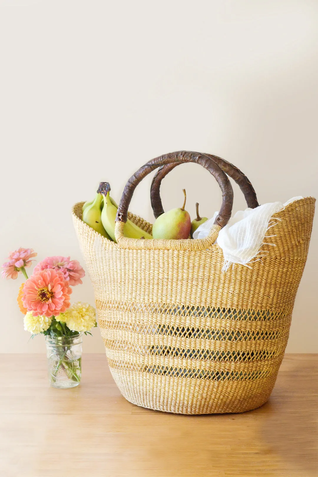 Natural Ghanaian Lacework Wing Shopper