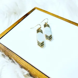 NATURAL STONE AND CHEVRON METAL EARRINGS (jasper)