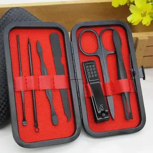 NEW Manicure Set Nail Clippers Pedicure Kit -7PCS Stainless Steel Manicure Kit, Professional Grooming Kits, Nail Care Tools with Luxurious Travel Leather Case Gift Box(7,Red)
