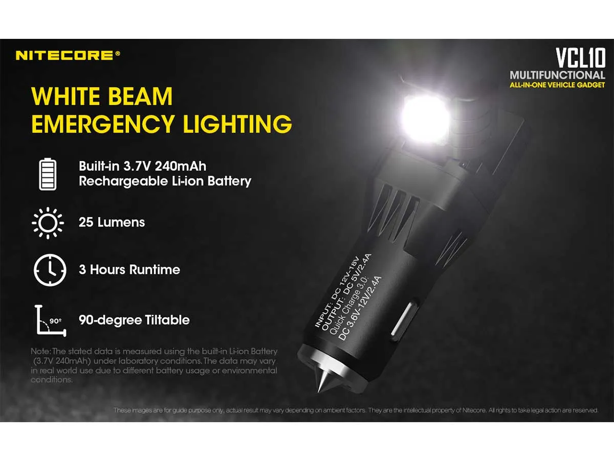 Nitecore - VCL10 Multifunctional Quickcharge 3.0 All-in-One Vehicle Gadget