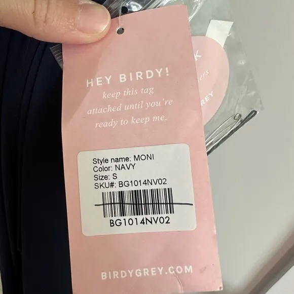 NWT Birdy Grey Moni Chiffon Convertible Bridesmaid Dress in Navy, Small, pockets