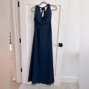 NWT Birdy Grey Moni Chiffon Convertible Bridesmaid Dress in Navy, Small, pockets