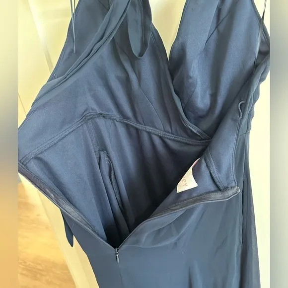 NWT Birdy Grey Moni Chiffon Convertible Bridesmaid Dress in Navy, Small, pockets