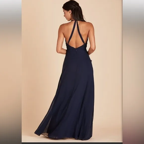 NWT Birdy Grey Moni Chiffon Convertible Bridesmaid Dress in Navy, Small, pockets