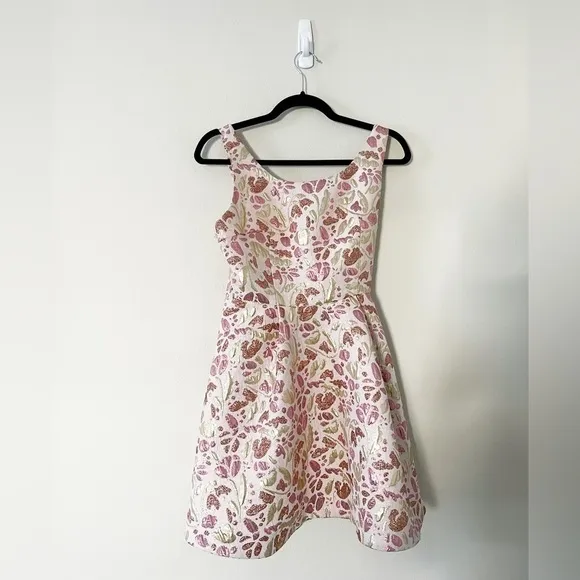 NWT FREE PEOPLE A-line Jacquard Metallic Floral Mini Dress Small