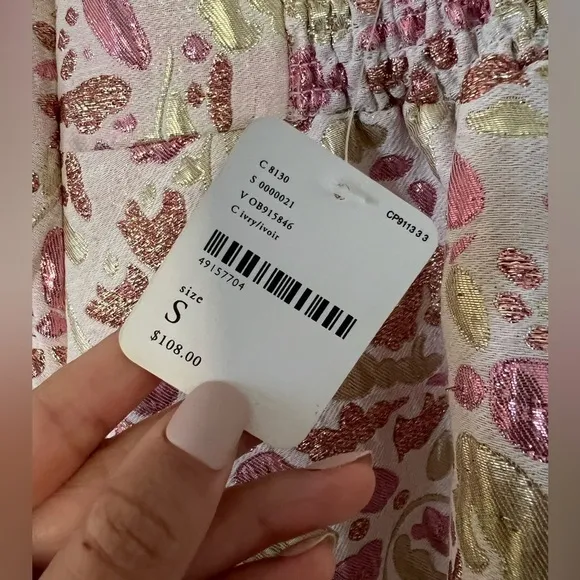 NWT FREE PEOPLE A-line Jacquard Metallic Floral Mini Dress Small