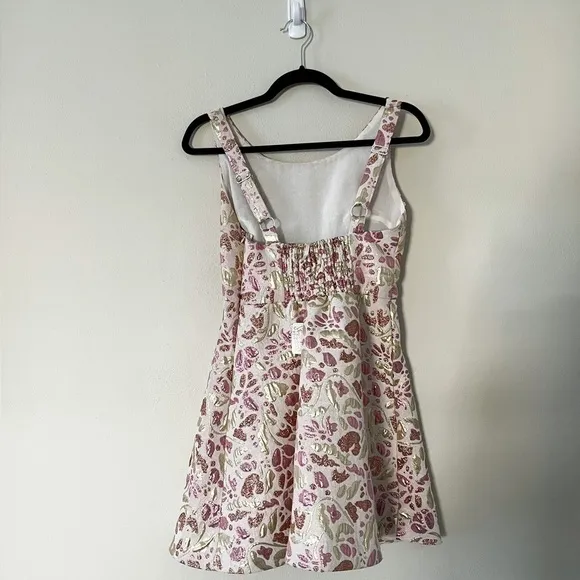 NWT FREE PEOPLE A-line Jacquard Metallic Floral Mini Dress Small