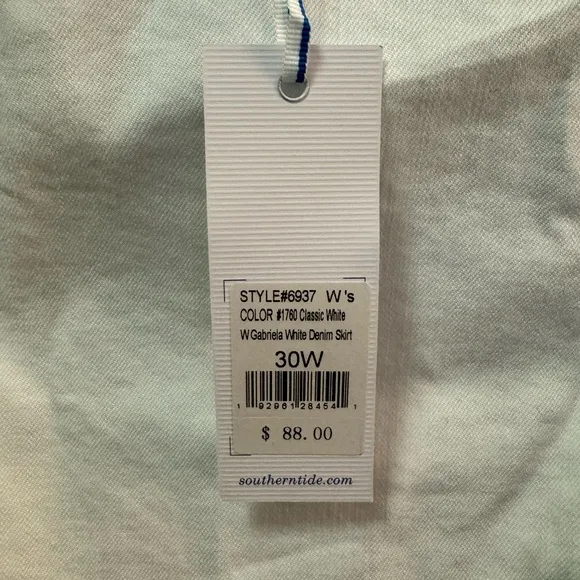 NWT Southern Tide Gabriela White Denim Skirt Size 30