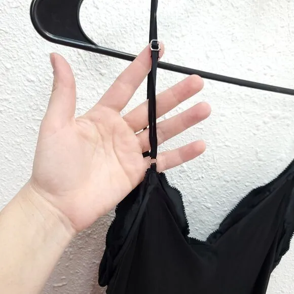 NWT WILFRED Wera Black Satin Midi Slip Dress LBD Cami