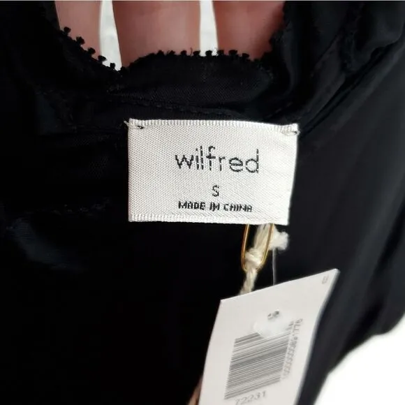 NWT WILFRED Wera Black Satin Midi Slip Dress LBD Cami