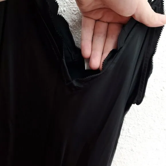 NWT WILFRED Wera Black Satin Midi Slip Dress LBD Cami