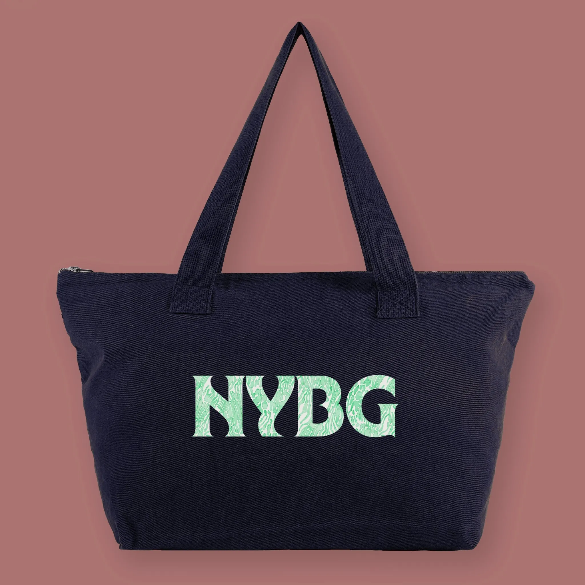 NYBG Orchid Logo Denim Tote