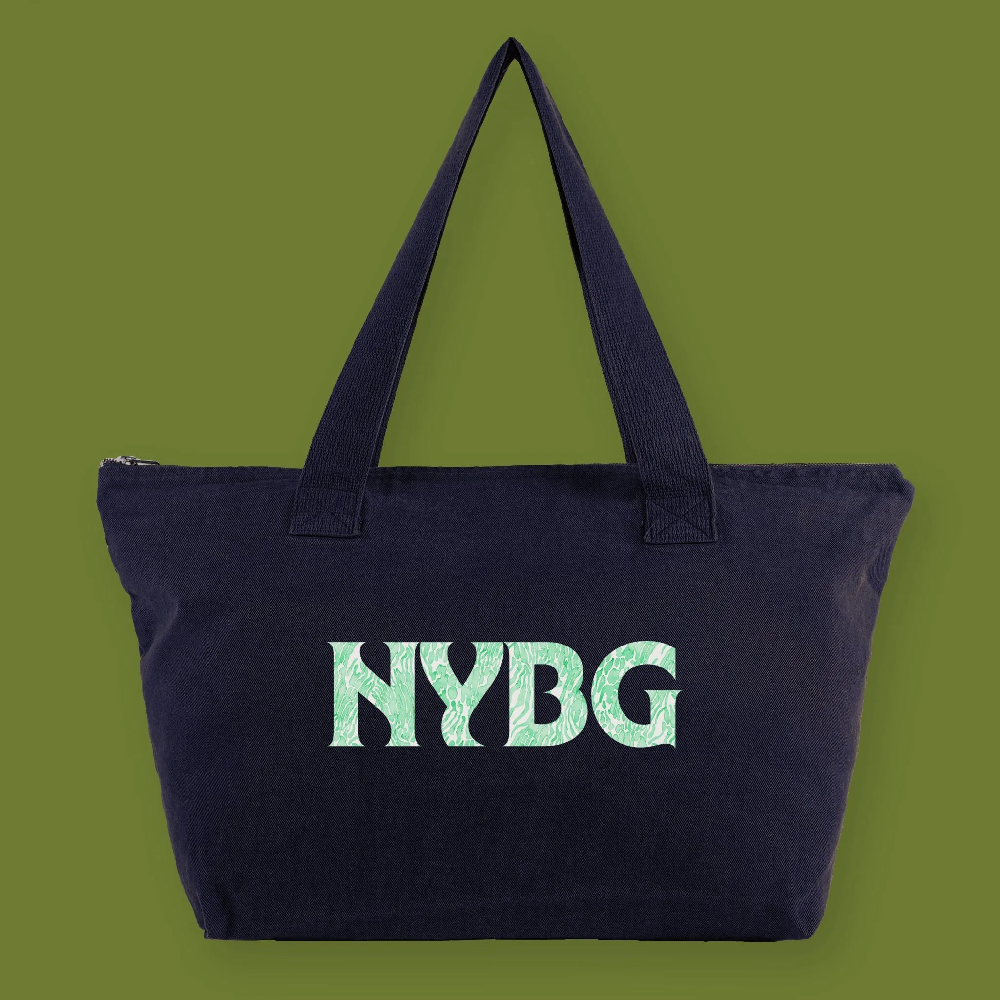 NYBG Orchid Logo Denim Tote