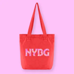 NYBG Red Patterned Logo Tote
