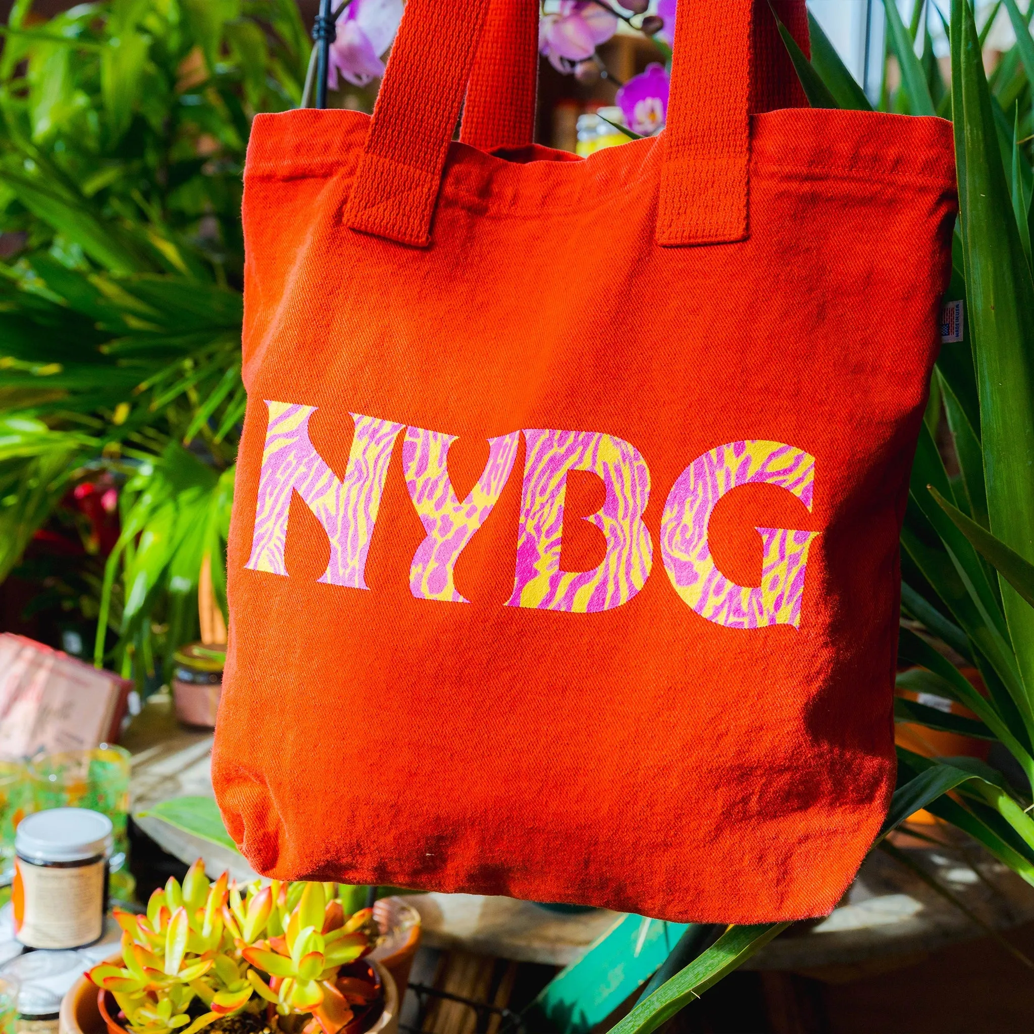 NYBG Red Patterned Logo Tote