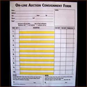 On-Line Auction Consignment Form, 2-Part (100/Pack)