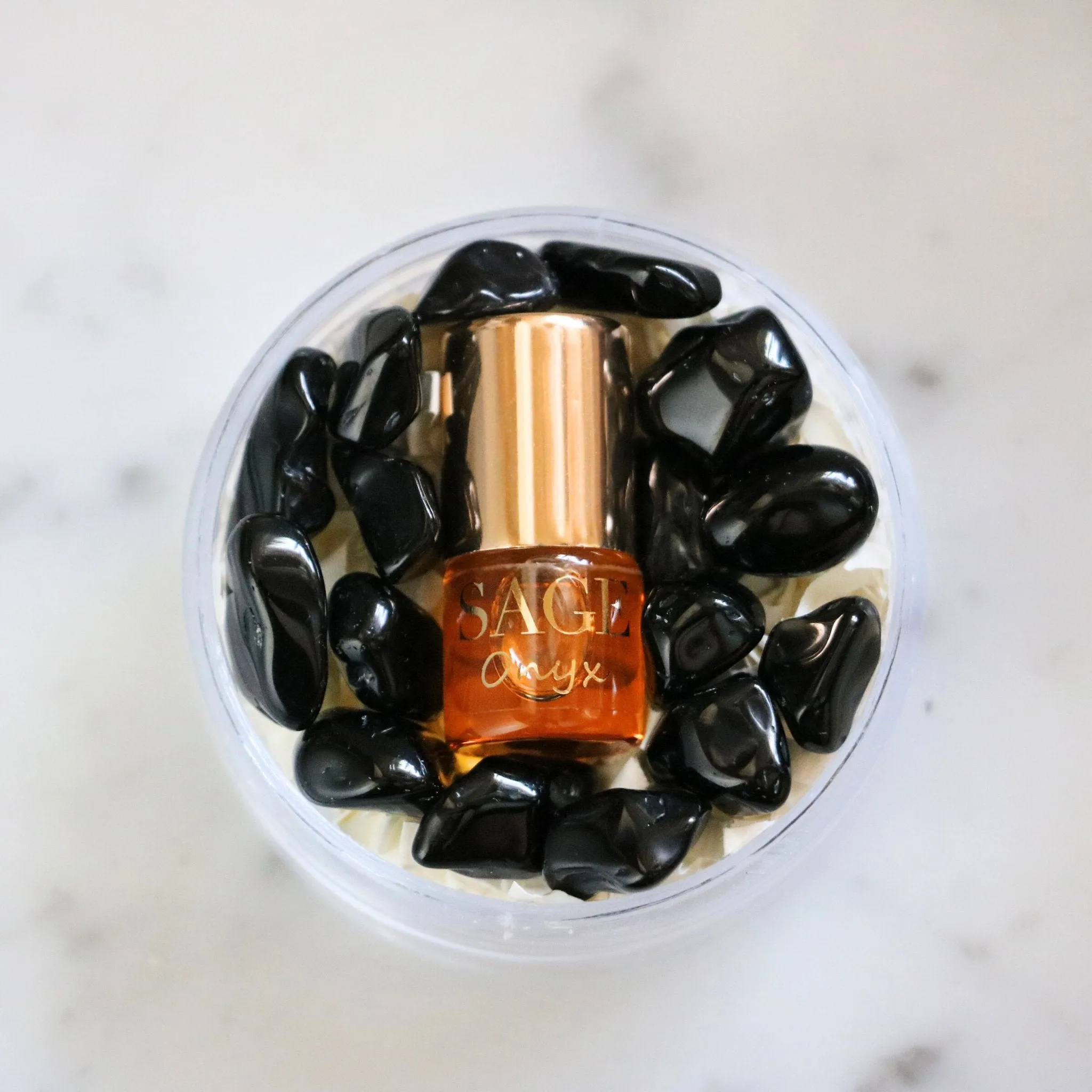 Onyx Perfume Oil Concentrate Mini Rollie with Gemstones by Sage