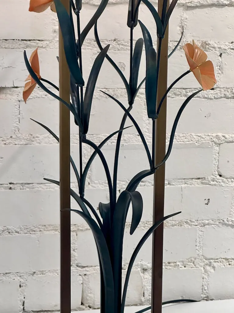 ORANGE BLOOM HAND FORGED LAMP WITH FROSTED SHADE