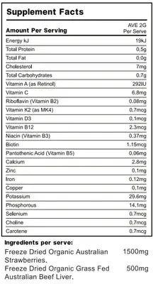 Organic Beef Liver with Organic Strawberry Powder - 60g